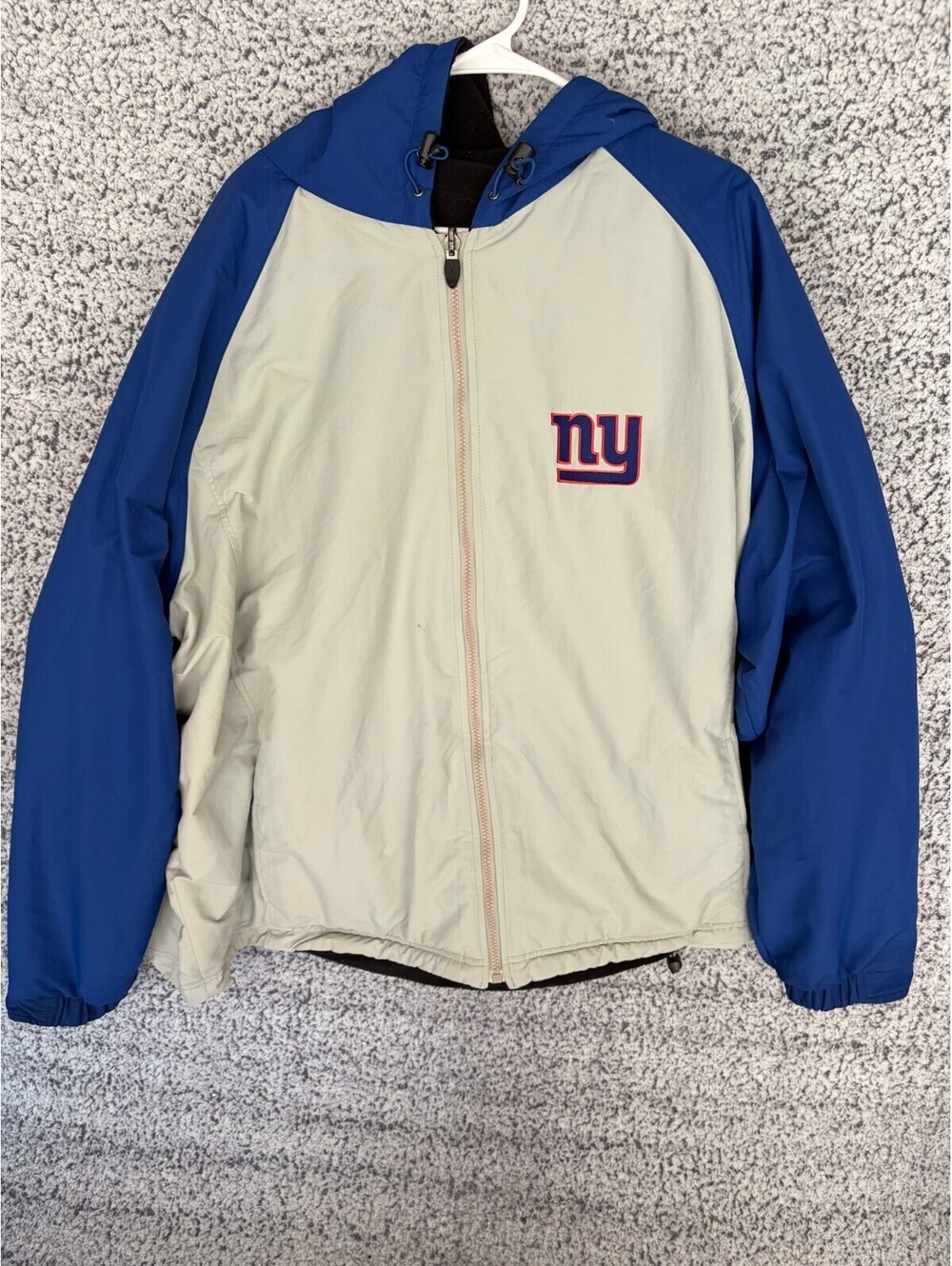 Reebok NY Giants Reversible Hooded Jacket Fleece Windbreaker 2XL NFL